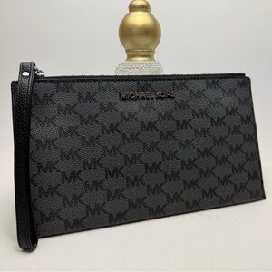 Michael Kors Black and Gray Monogram wristlet